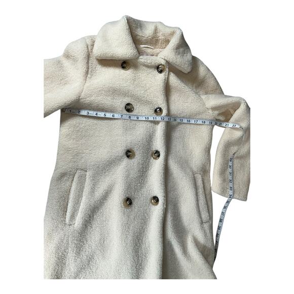 NWT Rachel Parcel Long Ivory Faux Fur Trench Coat | Size Small Elegant Winter - Picture 8 of 11